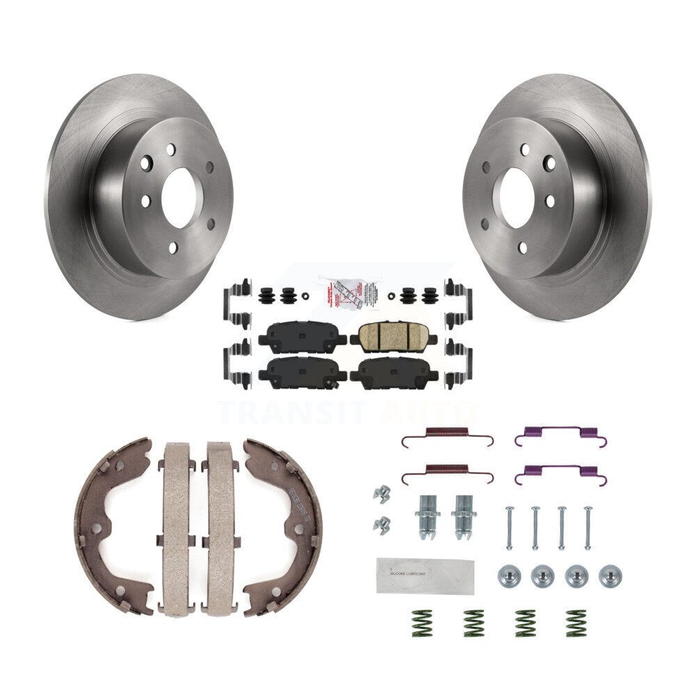 Rear Disc Rotors Ceramic Pads Parking Brake Shoes & Hardware Kit For Nissan Altima Maxima K8A-109143