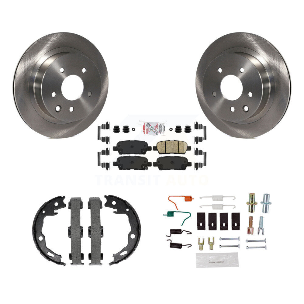 Rear Disc Rotors Ceramic Pads Parking Brake Shoes And Hardware Kit For Nissan Rogue K8A-109145