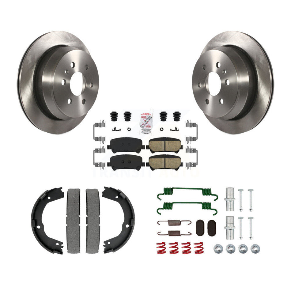 Rear Disc Rotors Ceramic Pads Parking Brake Shoes Hardware Kit For Chevrolet Colorado GMC K8A-109148