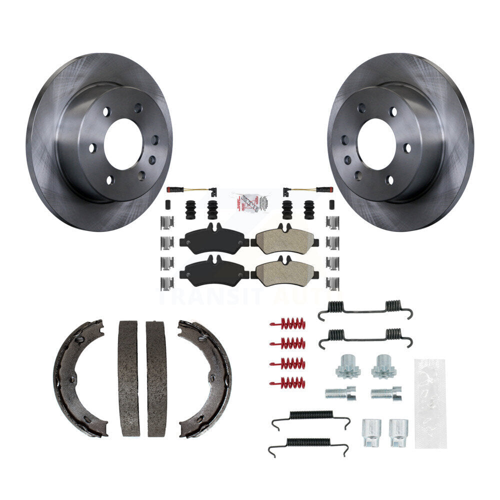 Rear Disc Rotors Semi-Metallic Pads Parking Shoes & Hardware Kit For Sprinter 2500 Dodge K8A-109150