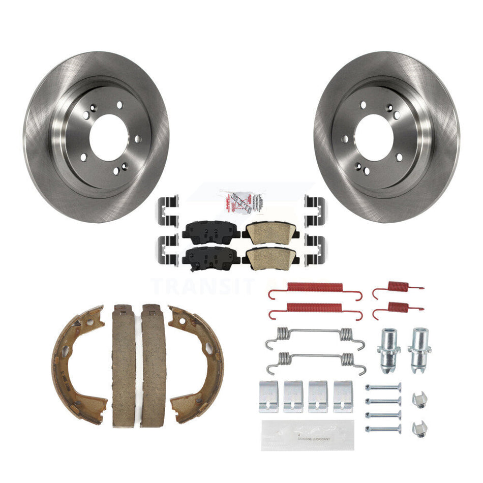 Rear Disc Rotors Ceramic Pads Parking Shoes And Hardware Kit For 2013 Kia Optima LX/EX/SX K8A-109155