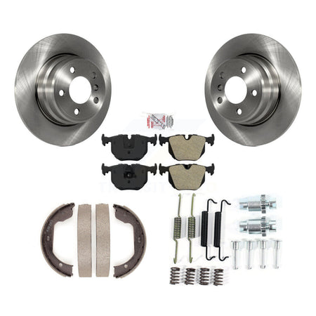Rear Disc Rotors Semi-Metallic Pads Parking Brake Shoes And Hardware Kit For BMW X5 K8A-109158