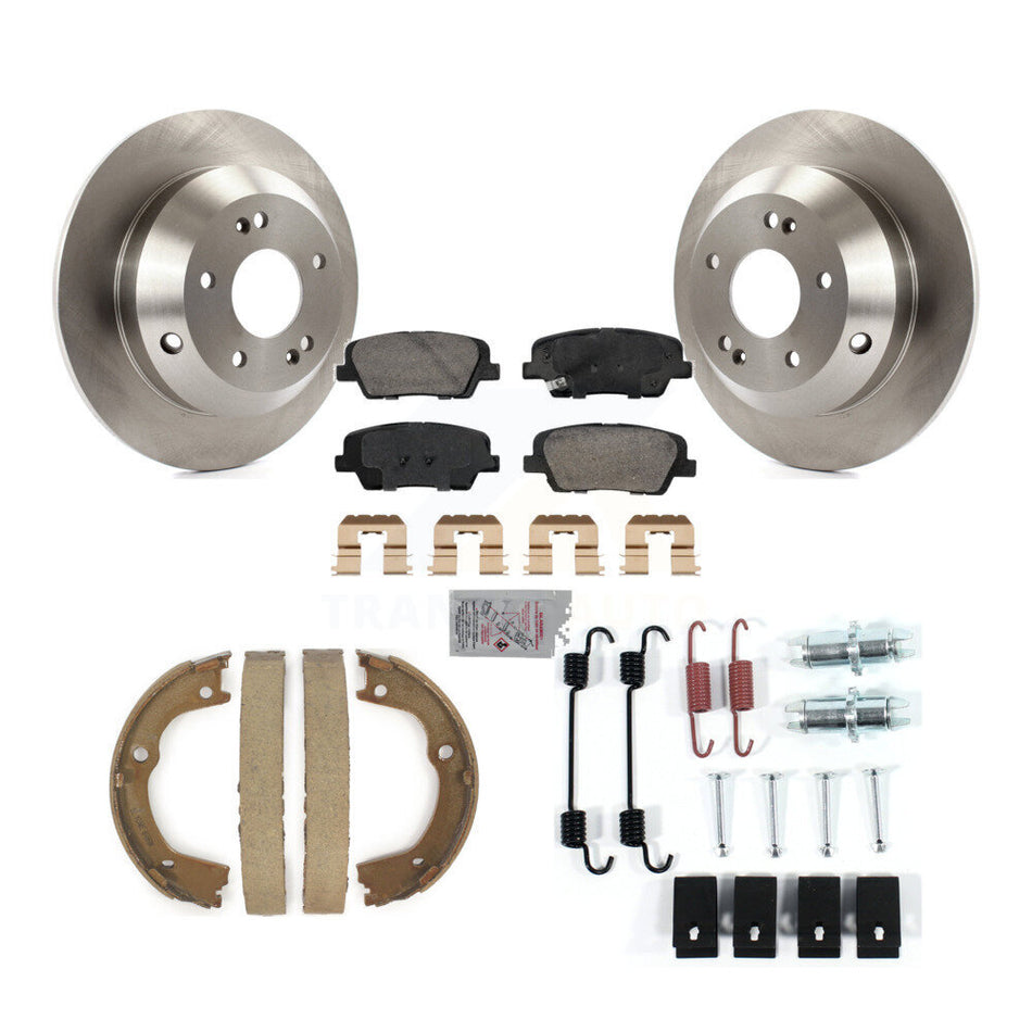Rear Disc Rotors Ceramic Pads Parking Shoes Hardware Kit For Hyundai Santa Fe Kia Sorento K8A-109161