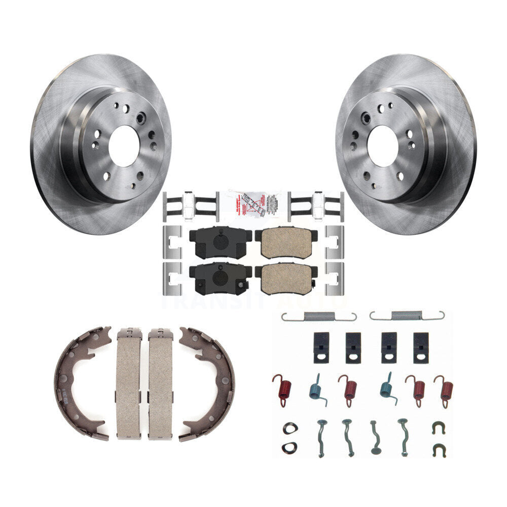 Rear Disc Rotors Ceramic Pads Parking Brake Shoes Hardware Kit For Acura TL Honda Element K8A-109168
