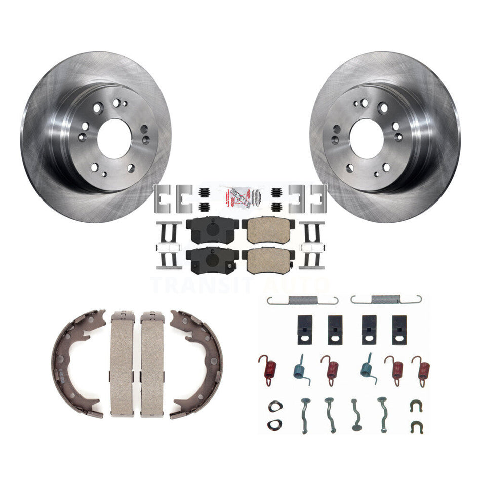 Rear Disc Rotors Ceramic Pads Parking Brake Shoes & Hardware Kit For 2002-2004 Honda CR-V K8A-109169