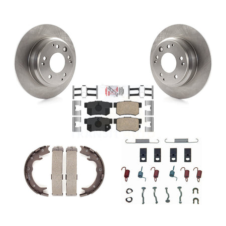 Rear Disc Rotors Ceramic Pads Parking Brake Shoes Hardware Kit For Honda Odyssey Acura RL K8A-109172