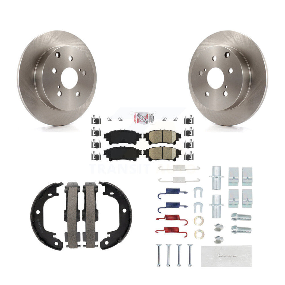 Rear Disc Rotors Ceramic Pads Parking Brake Shoes & Hardware Kit For Toyota Prius V Mirai K8A-109174