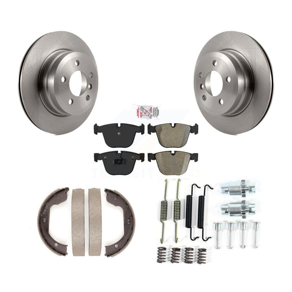 Rear Disc Rotors Semi-Metallic Pads Parking Shoes Hardware Kit For 2009 BMW X6 From 10 08 K8A-109185