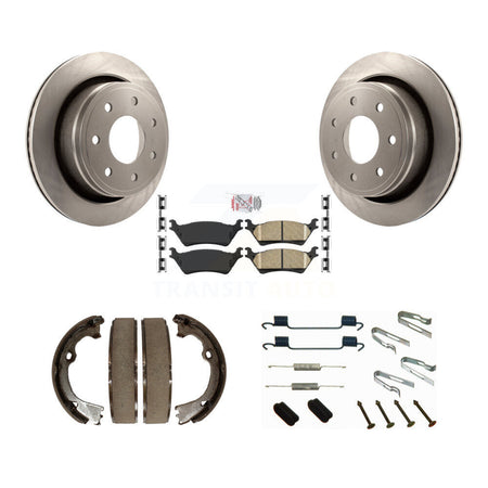 Rear Disc Rotors Ceramic Pads Parking Shoes Hardware Kit For Ford F-150 With 7 Lug Wheels K8A-109186