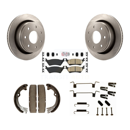 Rear Disc Rotors Ceramic Pads Parking Shoes Hardware Kit For Ford F-150 With 7 Lug Wheels K8A-109192