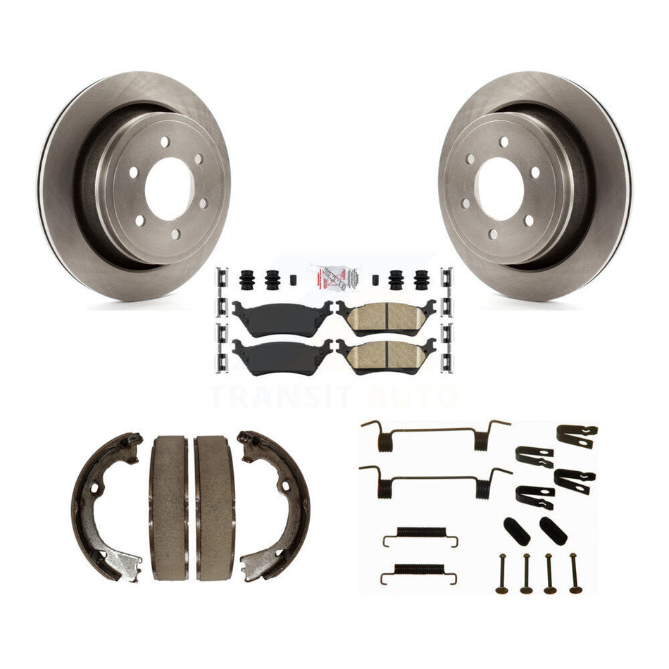 Rear Disc Rotors Ceramic Pads Parking Brake Shoes And Hardware Kit For Ford F-150 K8A-109193