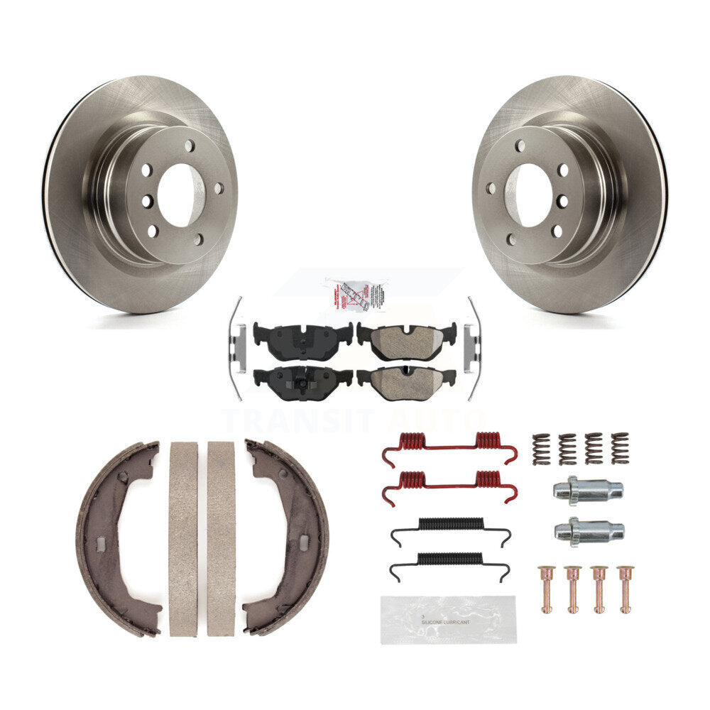 Rear Disc Rotors Semi-Metallic Pads Parking Shoes And Hardware Kit For 2008-2013 BMW 128i K8A-109198
