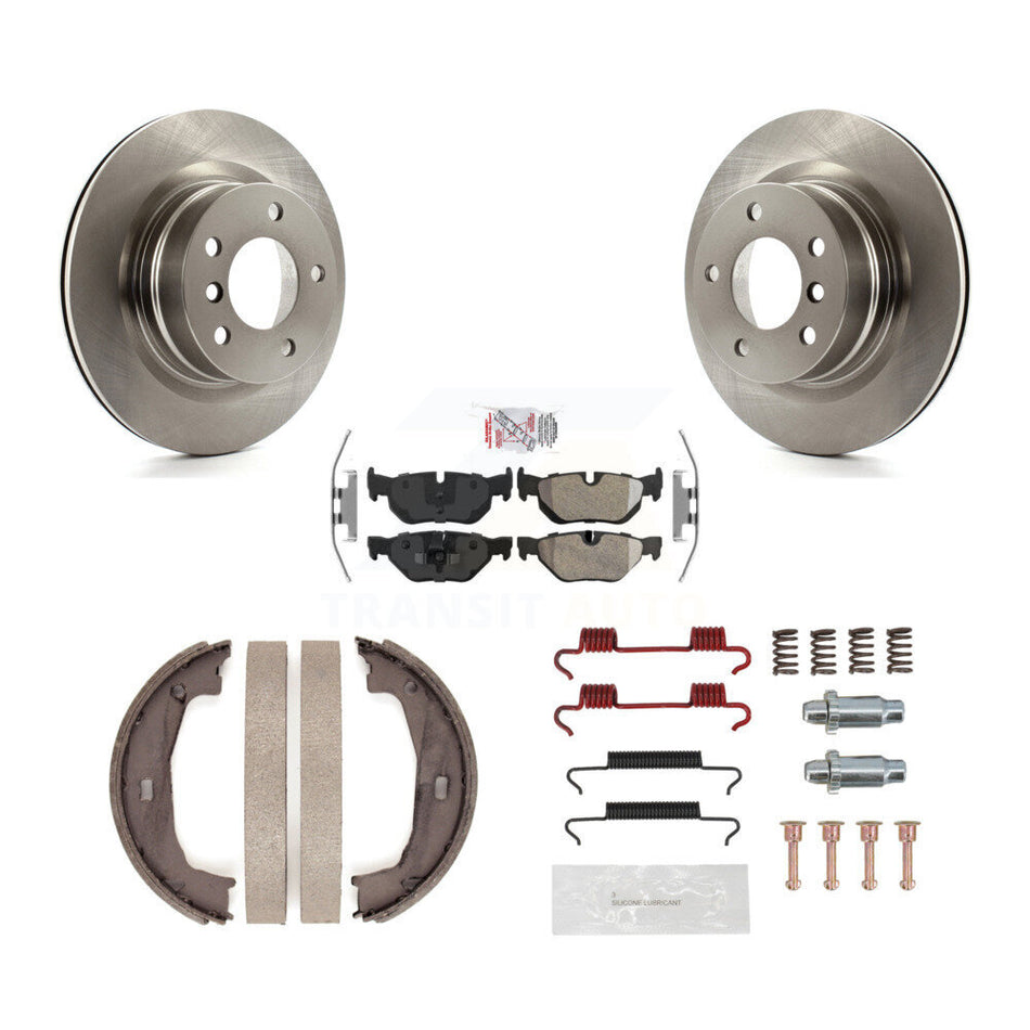 Rear Disc Rotors Semi-Metallic Pads Parking Shoes And Hardware Kit For 2008-2013 BMW 128i K8A-109198
