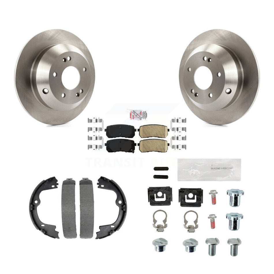Rear Disc Rotors Ceramic Pads Parking Brake Shoes And Hardware Kit For Kia Sedona K8A-109205