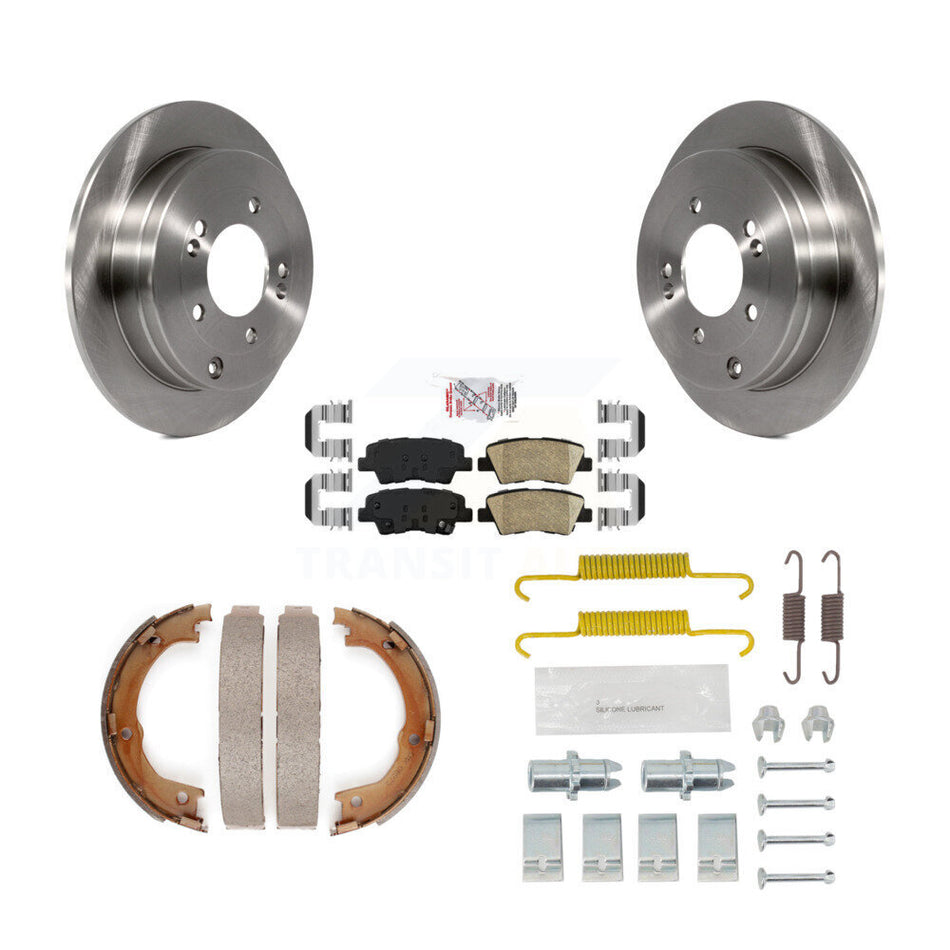 Rear Disc Rotors Ceramic Pads Parking Brake Shoes & Hardware Kit For 2007-2009 Kia Amanti K8A-109208