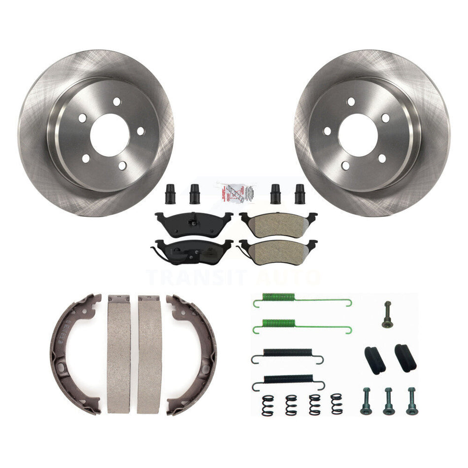 Rear Disc Rotors Semi-Metallic Pads Parking Shoes Hardware Kit For Dodge Grand Caravan & K8A-109213