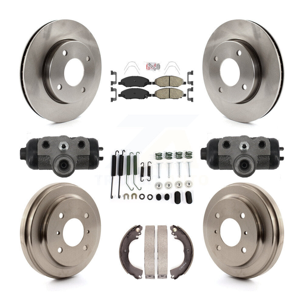 Front Rear Brake Rotors Ceramic Pad & Drum Kit (9Pc) For Nissan Versa Without 4 Wheel ABS K8A-109220