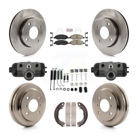 Front Rear Brake Rotors Ceramic Pad & Drum Kit (9Pc) For Nissan Versa Without 4 Wheel ABS K8A-109220