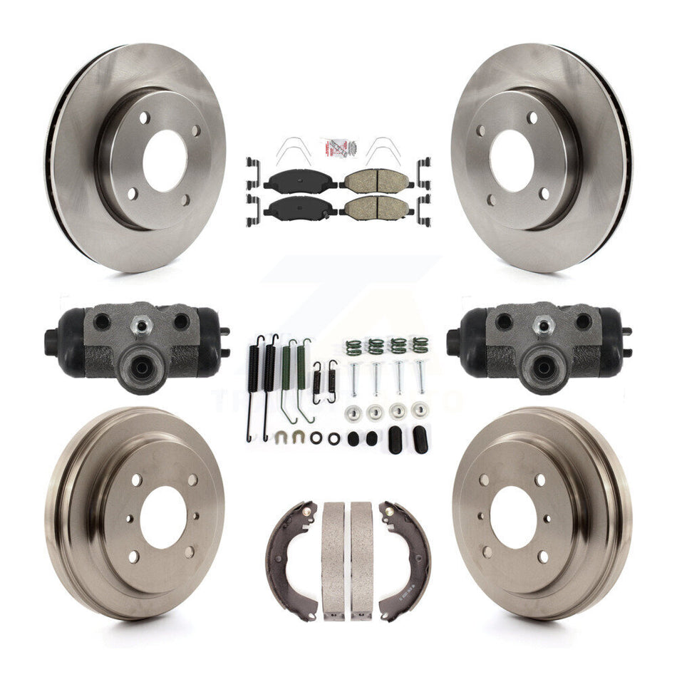 Front Rear Brake Rotors Ceramic Pad & Drum Kit (9Pc) For Nissan Versa Without 4 Wheel ABS K8A-109220