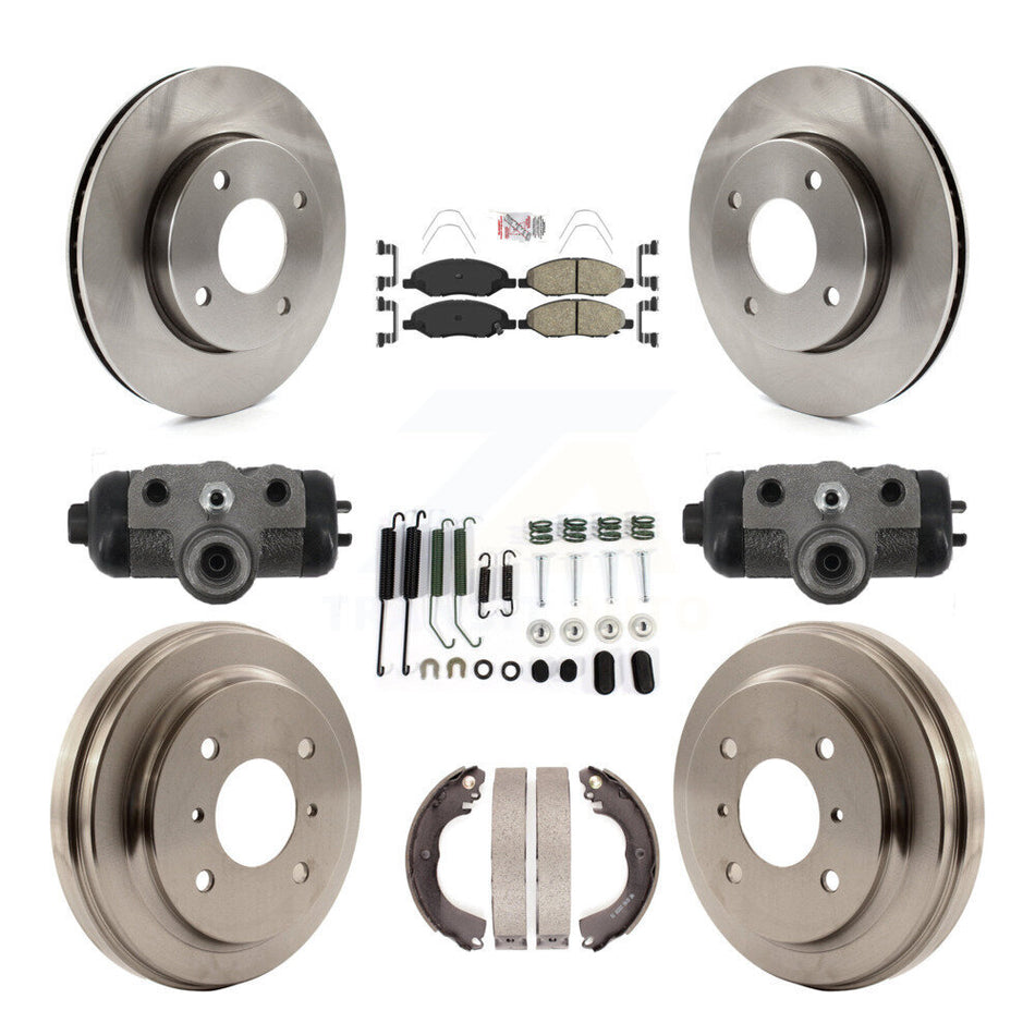 Front Rear Brake Rotors Ceramic Pad & Drum Kit (9Pc) For Nissan Versa Without 4 Wheel ABS K8A-109220