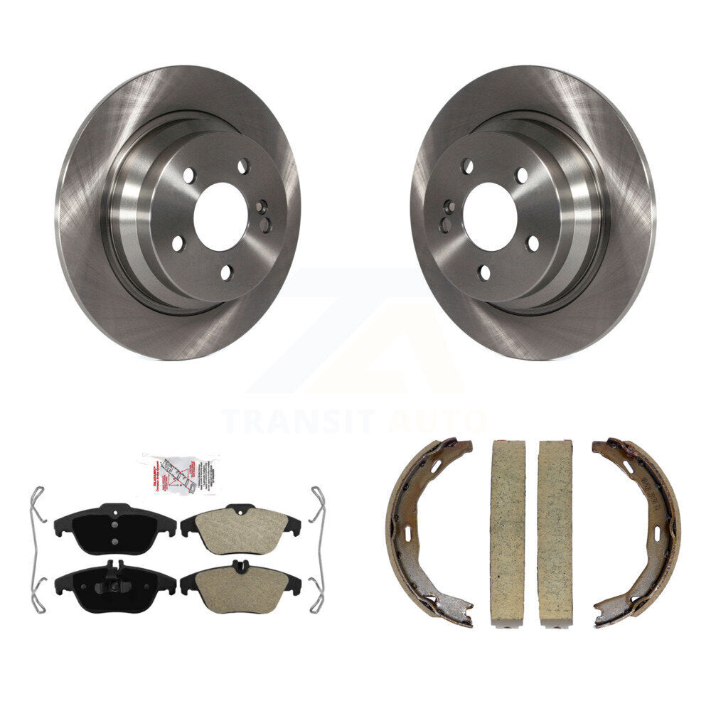 Rear Disc Rotors Semi-Metallic Pads & Parking Shoes Kit For 2010 Mercedes-Benz E350 Coupe K8A-109223