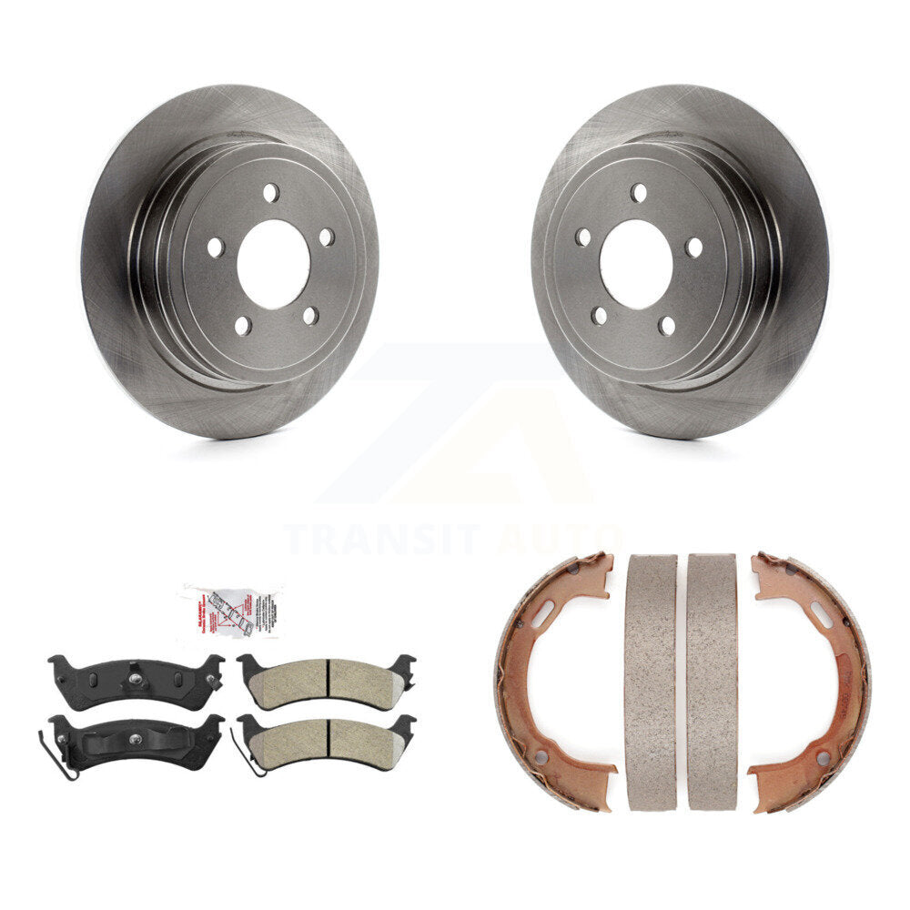 Rear Disc Rotors Semi-Metallic Pads Parking Brake Shoes Kit For Ford Explorer Sport Trac K8A-109229