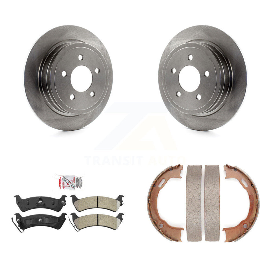 Rear Disc Rotors Semi-Metallic Pads Parking Brake Shoes Kit For Ford Explorer Sport Trac K8A-109229