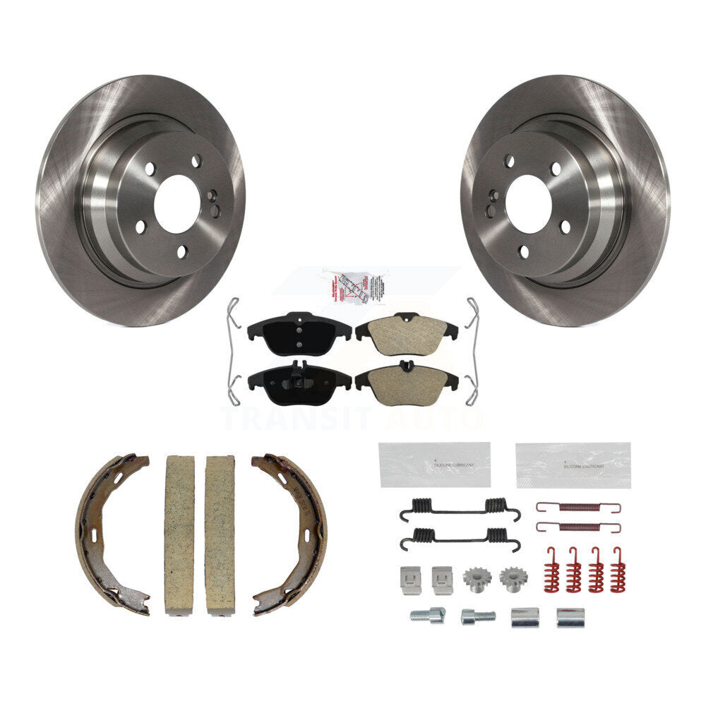 Rear Disc Rotors Semi-Metallic Pads Parking Shoes And Hardware Kit For Mercedes-Benz E350 K8A-109236