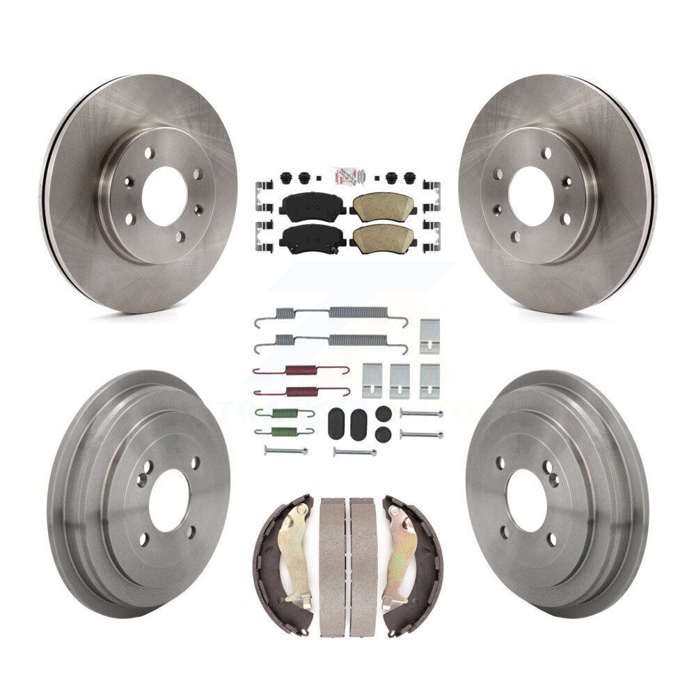 Front Rear Disc Brake Rotors Ceramic Pads And Drum Kit (7Pc) For Kia Rio K8A-109296