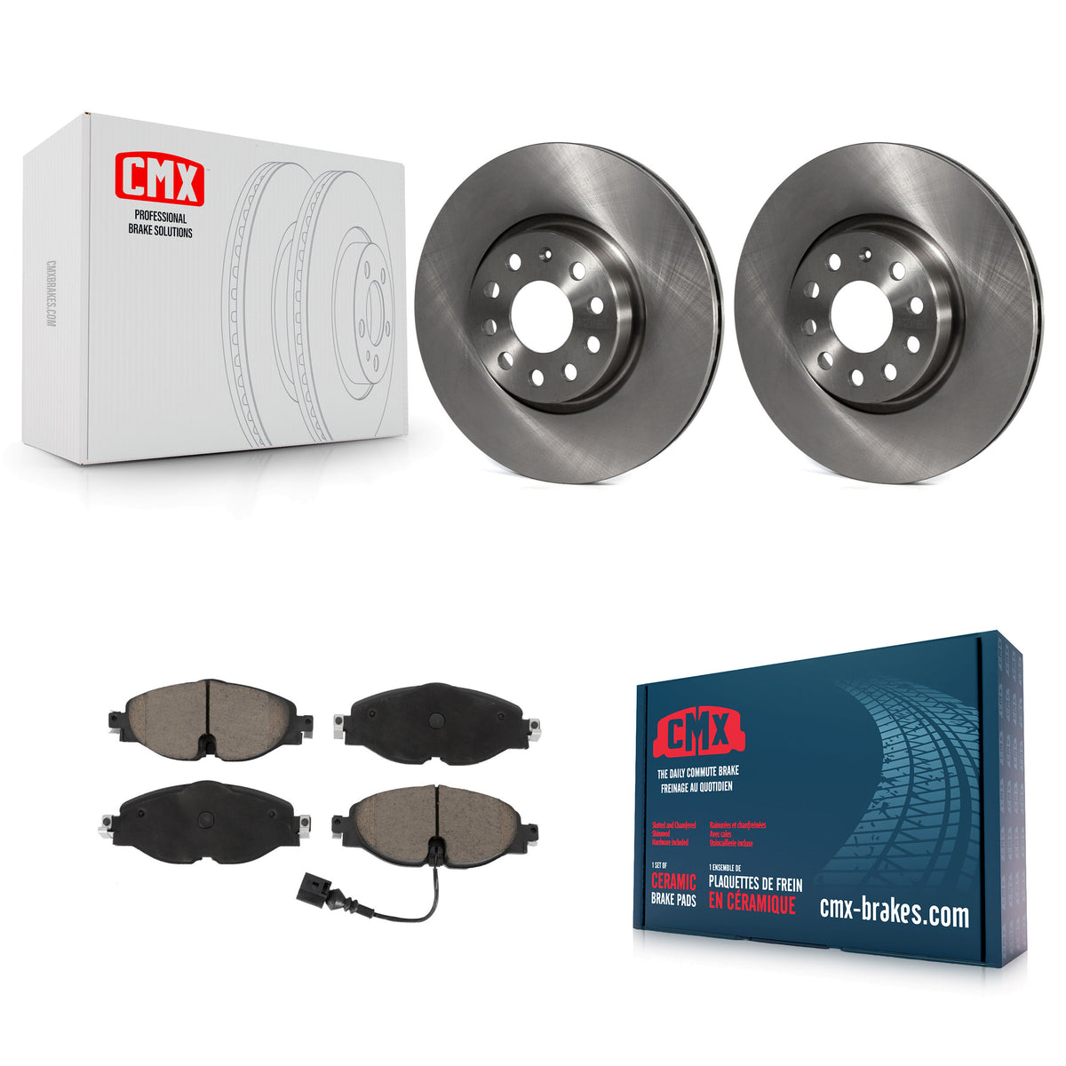 Front Brake Rotor Ceramic Pad Kit For Volkswagen Golf Taos SportWagen Audi GTI A3 Quattro K8C-100051