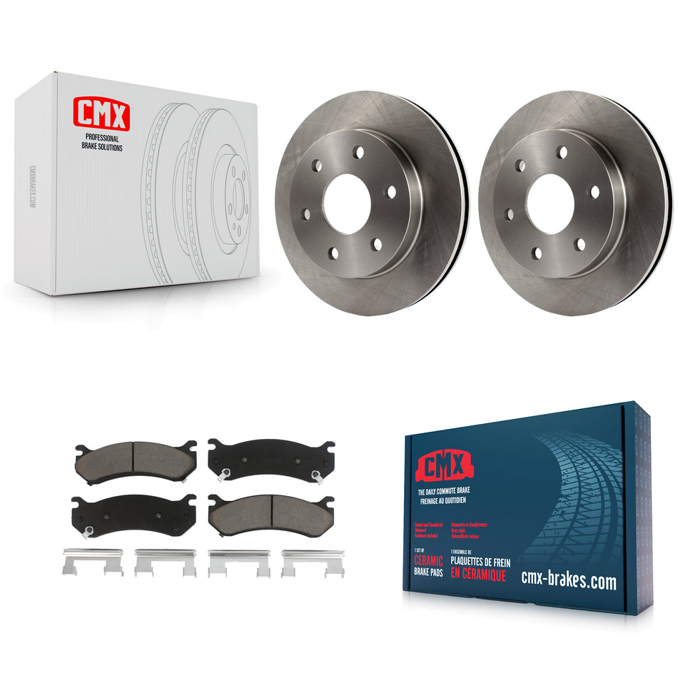 Front Brake Rotor Ceramic Pad Kit For Chevrolet Silverado 1500 GMC Tahoe Sierra Suburban Yukon Avalanche XL Cadillac Classic Escalade Express 2500 Astro ESV EXT Savana Safari K8C-100255