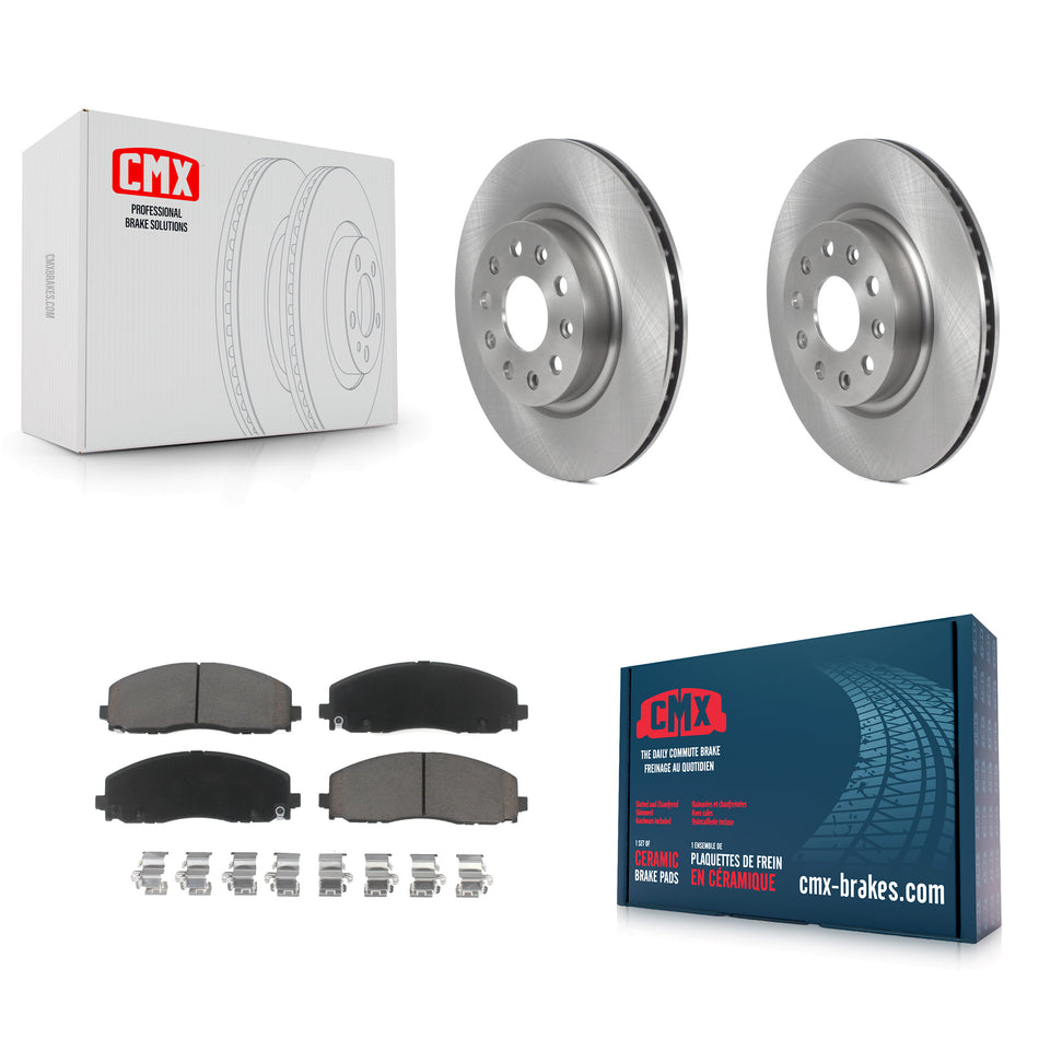 Front Disc Brake Rotors And Ceramic Pads Kit For 2018-2022 Jeep Wrangler Without Heavy Duty Brakes Code BRY K8C-100340