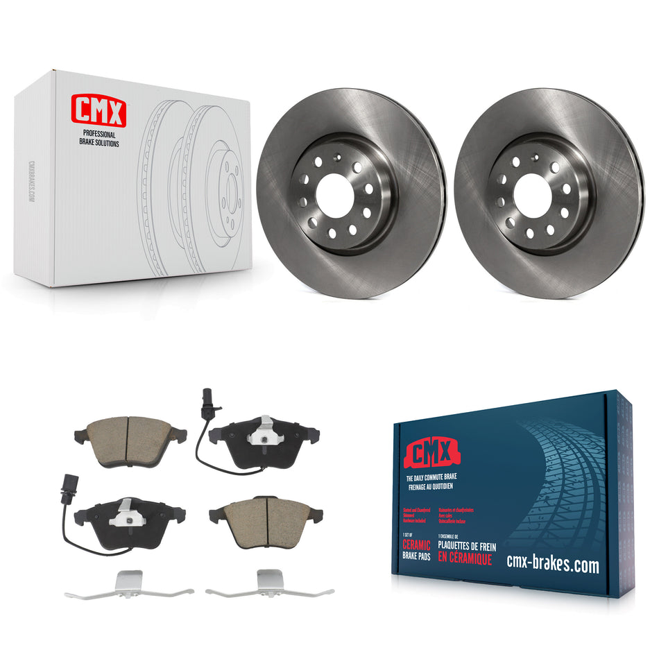 Front Disc Brake Rotors And Ceramic Pads Kit For Volkswagen CC Passat K8C-100349