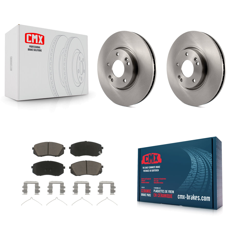 Front Disc Brake Rotors And Ceramic Pads Kit For 2016 Hyundai Sonata FULL HYBRID EV-GAS (FHEV) engine K8C-100354
