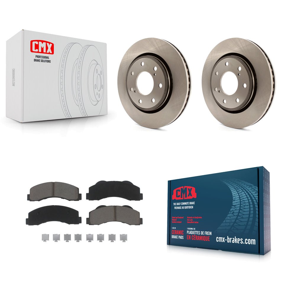 Front Disc Brake Rotors And Ceramic Pads Kit For 2010-2014 Ford F-150 With 7 Lug Wheels K8C-100371