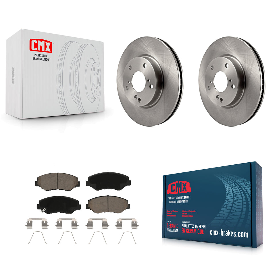 Front Disc Brake Rotors And Ceramic Pads Kit For Honda Civic K8C-100372