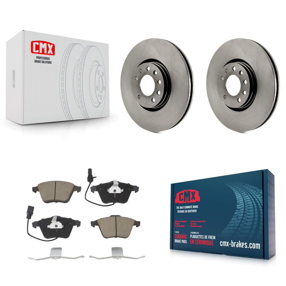 Front Disc Brake Rotors And Ceramic Pads Kit For 2010-2011 Saab 9-3X With 314mm Diameter Rotor K8C-100394