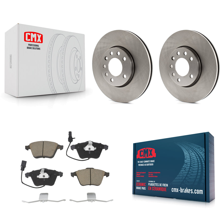 Front Disc Brake Rotors And Ceramic Pads Kit For 2010 Saab 9-3X With 285mm Diameter Rotor K8C-100396