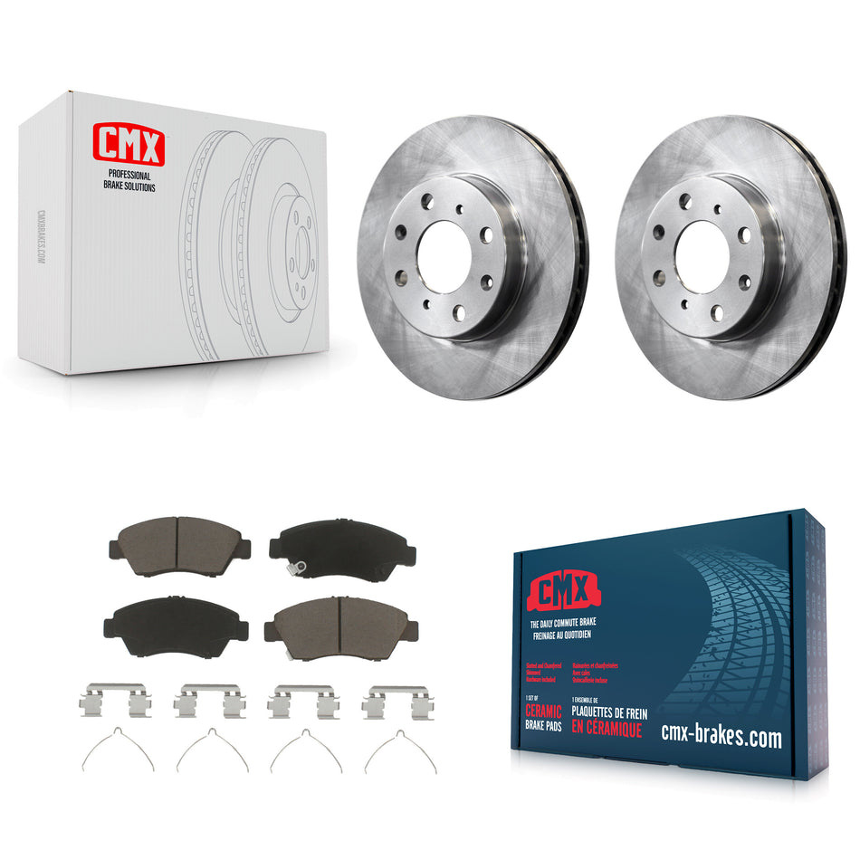 Front Disc Brake Rotors And Ceramic Pads Kit For Honda Civic K8C-100573