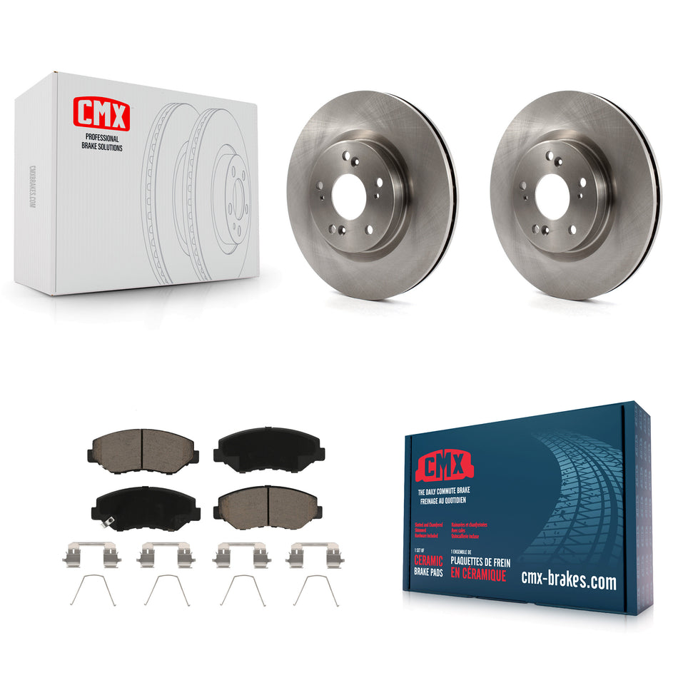 Front Disc Brake Rotors And Ceramic Pads Kit For 2012-2016 Honda CR-V FWD K8C-100632