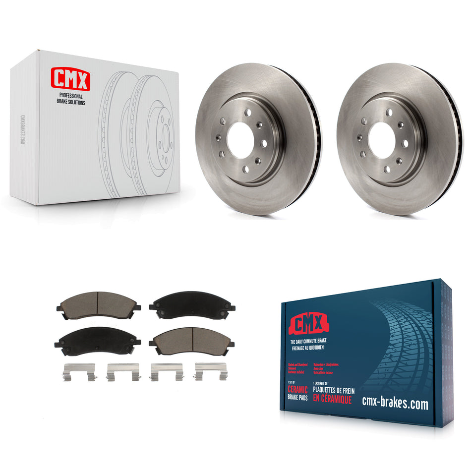 Front Disc Brake Rotors And Ceramic Pads Kit For 2006-2007 Cadillac CTS Base With Sport Suspension 303mm Diameter Rotor K8C-100650