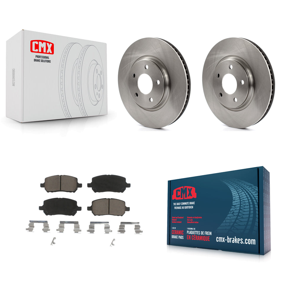 Front Disc Brake Rotors And Ceramic Pads Kit For 2010 Pontiac G5 With Rear Brakes K8C-100656
