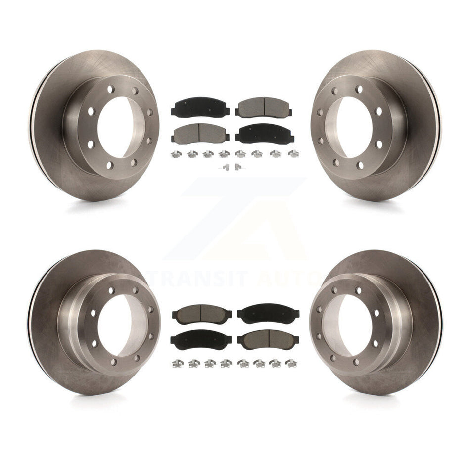 Front Rear Disc Brake Rotors And Ceramic Pads Kit For 2005-2007 Ford F-350 Super Duty 4WD With Dual Wheels K8C-100805