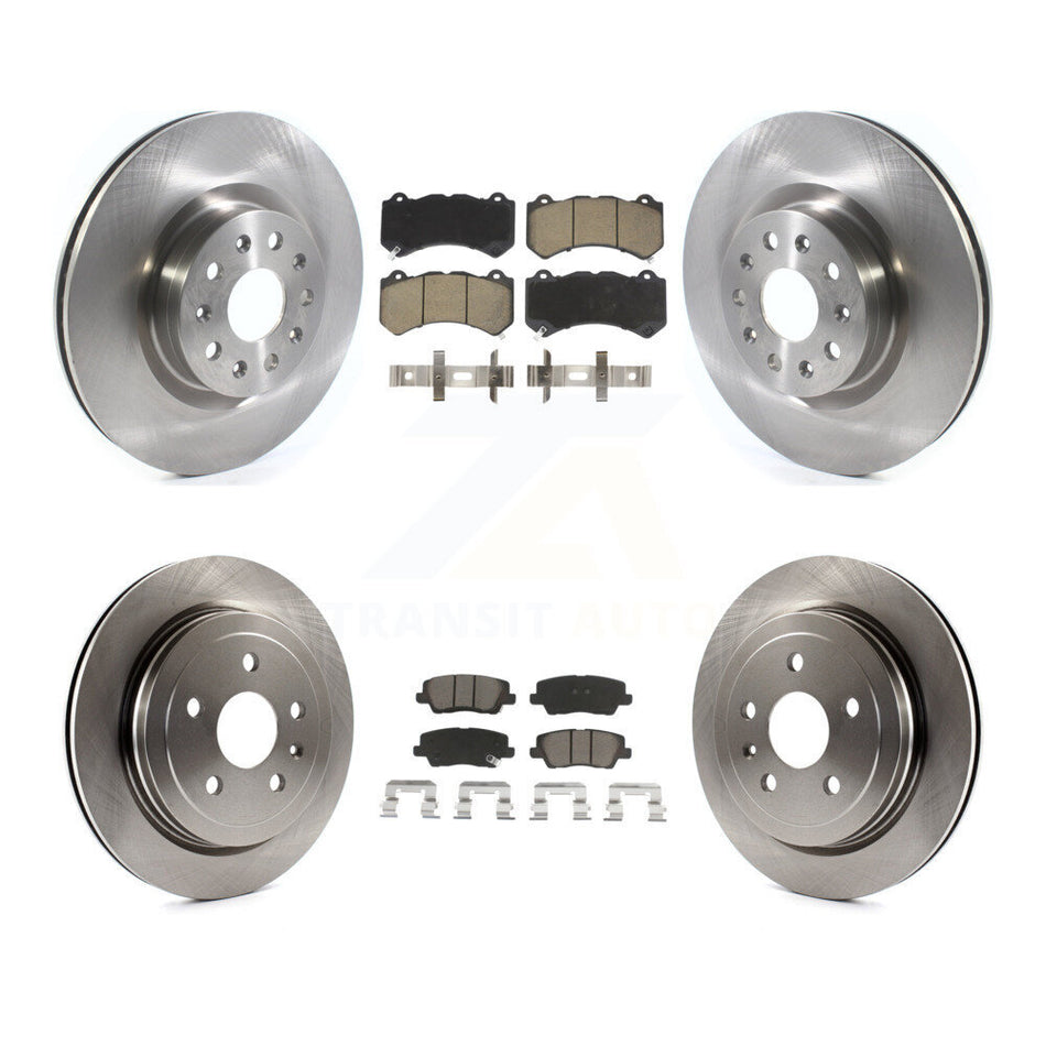 Front Rear Disc Brake Rotors And Ceramic Pads Kit For 2016 Cadillac CTS Vsport Premium with RWD With Performance Lining K8C-101211