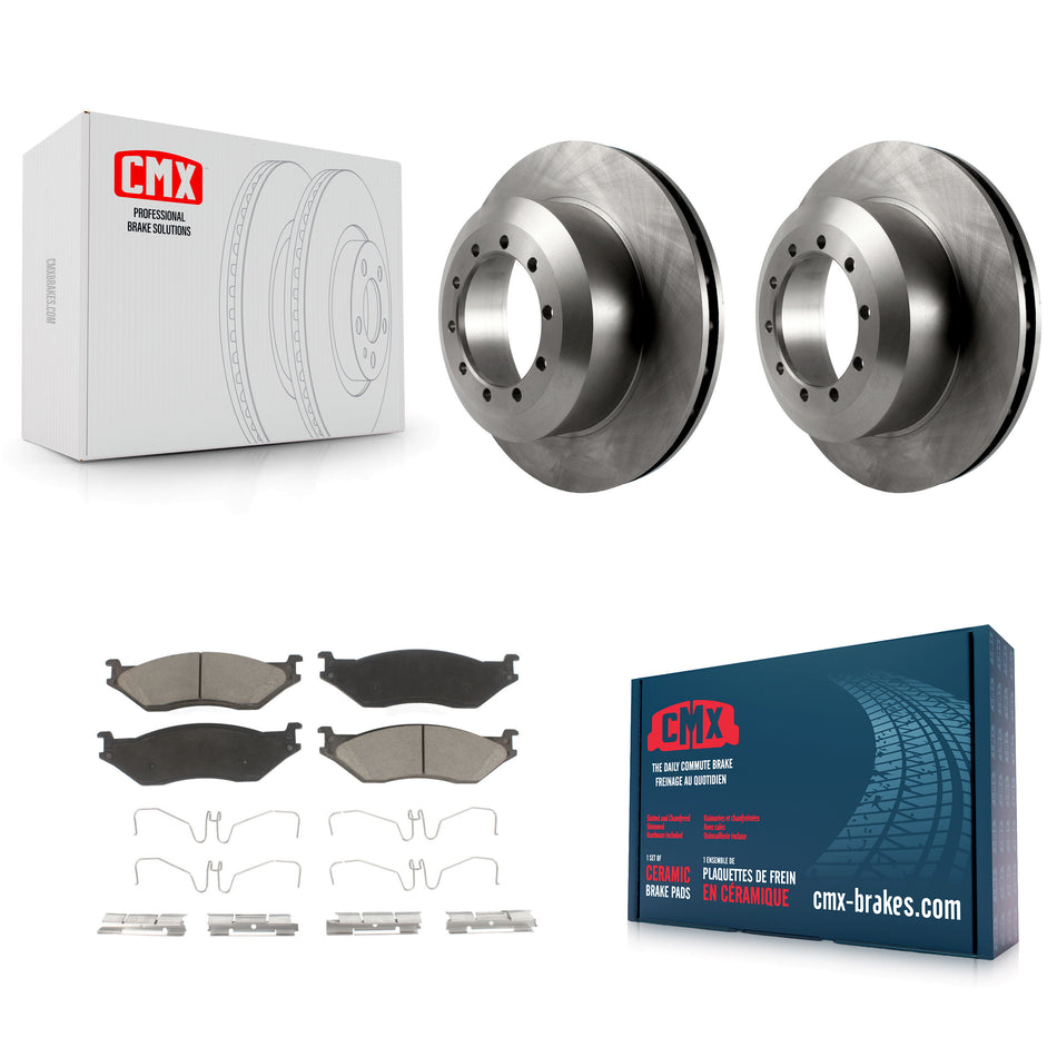 Rear Disc Brake Rotors And Ceramic Pads Kit For Ford F59 E-550 Super Duty F-550 F-450 F-53 Motorhome Chassis Econoline F-59 Commercial Stripped K8C-101652