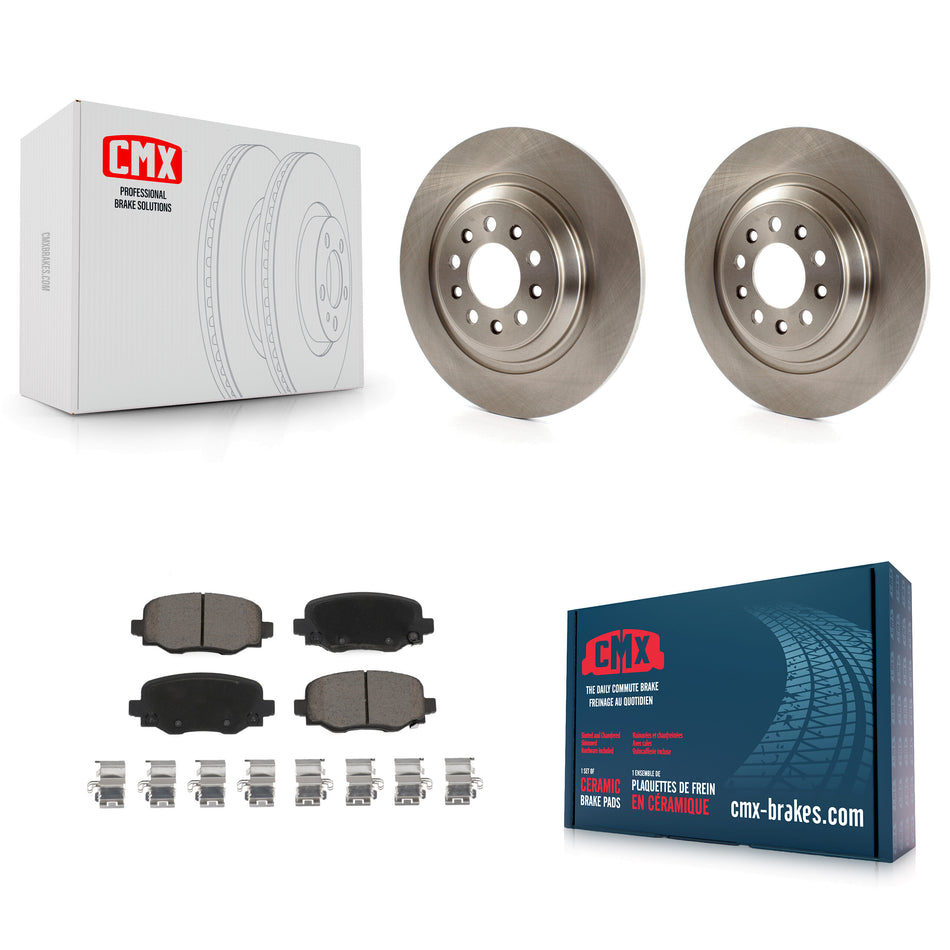 Rear Disc Brake Rotors And Ceramic Pads Kit For 2014-2021 Jeep Cherokee With Dual Piston Front Caliper K8C-101784