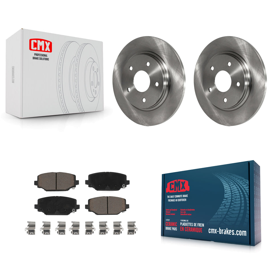 Rear Disc Brake Rotors And Ceramic Pads Kit For 2017-2018 Dodge Grand Caravan With Single Piston Front Caliper K8C-101843