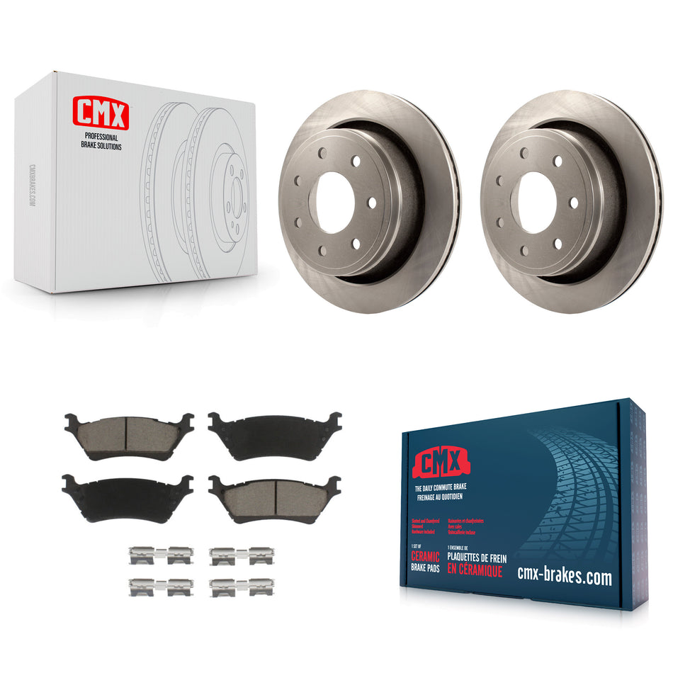 Rear Disc Brake Rotors And Ceramic Pads Kit For 2012-2014 Ford F-150 With 7 Lug Wheels K8C-101911