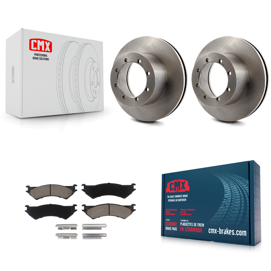 Rear Disc Brake Rotors And Ceramic Pads Kit For 1999-2001 Ford E-350 Super Duty With Dual Wheels Driveline Mounted Parking K8C-101912