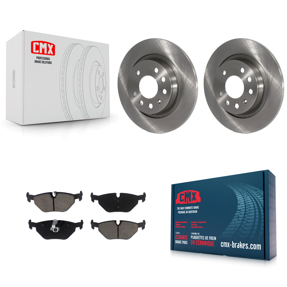 Rear Disc Brake Rotors And Ceramic Pads Kit For 2003 Saab 9-3 Sedan With Solid Rotor K8C-101987